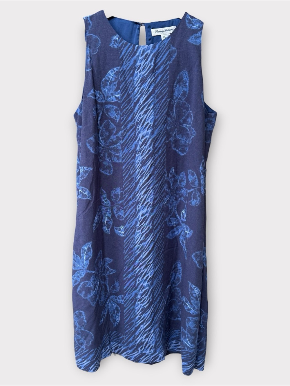 Tommy Bahama Shibori Border Blue Sleeveless Shift Dress Artist Series Size XS